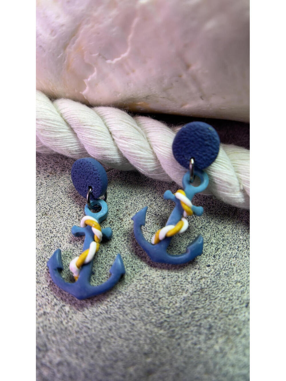 Marina Blue Anchor Dangle Earrings